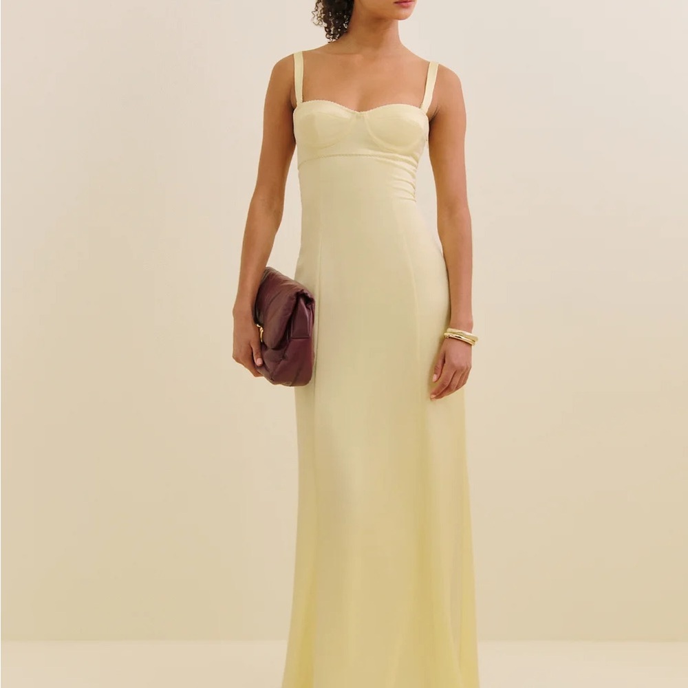 Reformation Butter Yellow Silk Dress